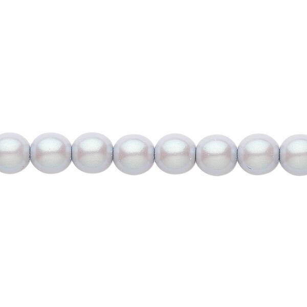 Bead, Czech pearl-coated glass druk, opaque iridescent grey, 6mm round. Sold per 15-1/2" to 16" strand. image number 0