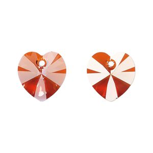 Drop 72pk crystal red flame, Preciosa Czech crystal 14mm pendant heart