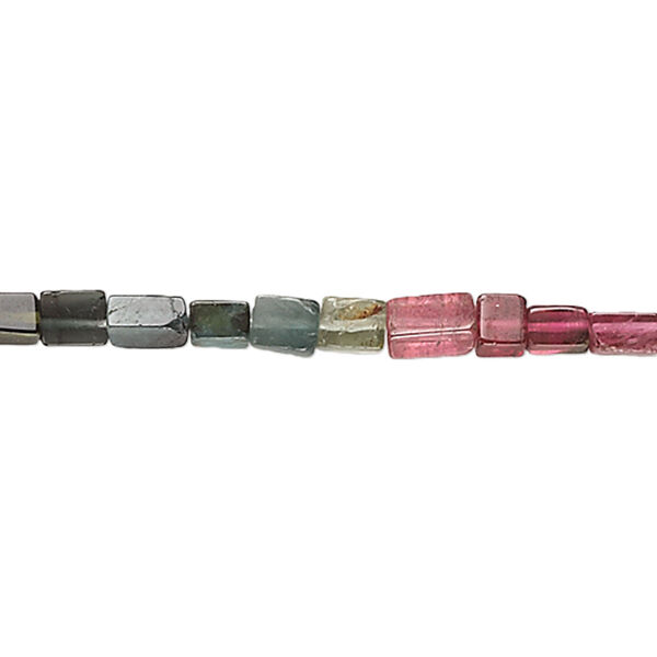 Bead, multi-tourmaline (natural), 3mm-6x4mm hand-cut flat rectangle, B grade, Mohs hardness 7 to 7-1/2. Sold per 13-inch strand. image number 0