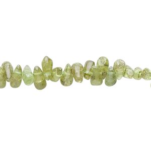 Peridot 1pkg1, hand-cut top-drilled teardrop bead natural 14 inch 5x3mm-7x4mm