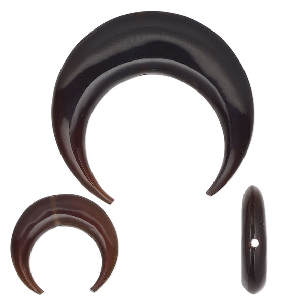 Bead, black pen shell (natural), 31 x 29mm and 17 x 16mm hand-cut naja, Mohs hardness 3-1/2. Sold per 3-piece set. image number 0