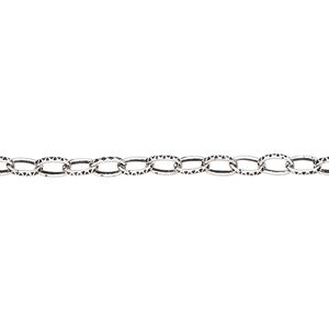 Chain 1pkg1 silver-plated cable, 3mm textured, antique steel 25 foot unfinished