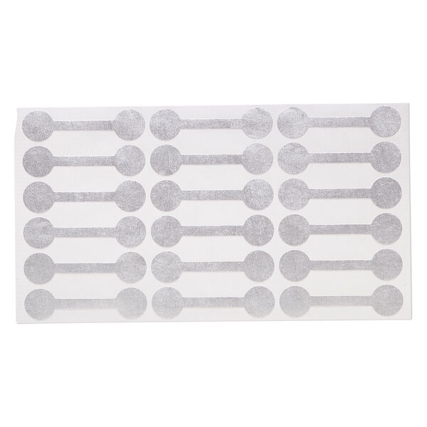 Jewelry tag, Rhino Skin DuPont™ Tyvek®, polyethylene, silver, 7/16 inches round, 1-7/8 inches overall. Sold per pkg of 1,000. image number 0