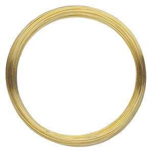 Memory wire, Beadalon®, gold-plated carbon steel, 2-1/2-inch round bracelet, 0.65mm thick. Sold per 1-ounce pkg, approximately 62 loops.