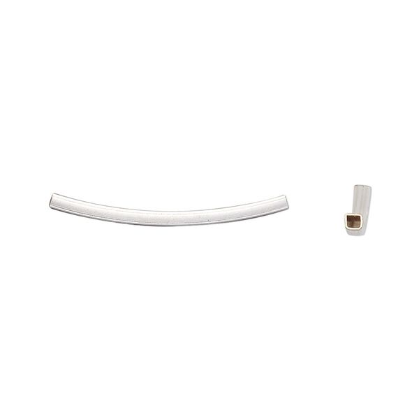 Bead, sterling silver-filled, 25x2mm plain square curved tube. Sold per pkg of 2. image number 0