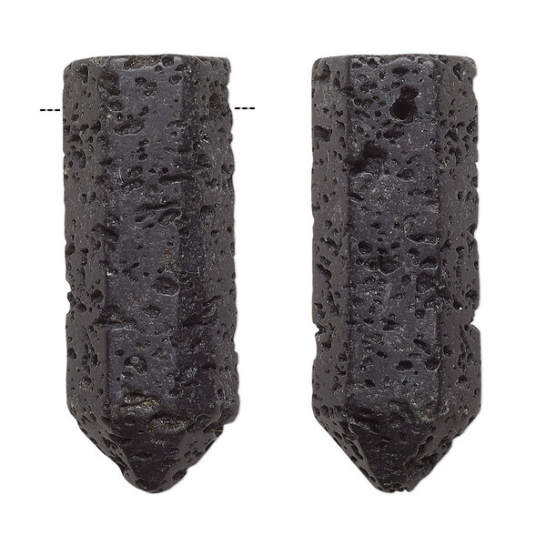 Lava rock 1pkg1, hand-cut top-drilled faceted point focal B grade, 34x13mm image number 0