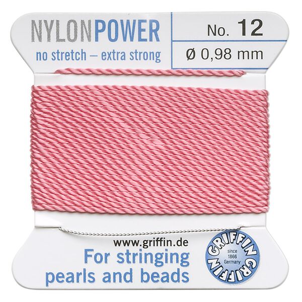 Thread, Griffin, nylon, dark pink, size #12. Sold per 2-meter card (approximately 78 inches). image number 0
