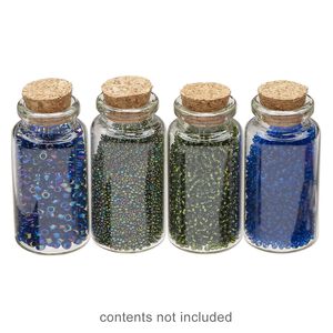 Component, glass and cork, clear, 59.5x30mm bottle with stopper. Sold per pkg of 4.