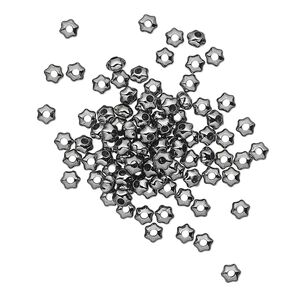 Bead, gunmetal-plated brass, 3x2mm star. Sold per pkg of 100.