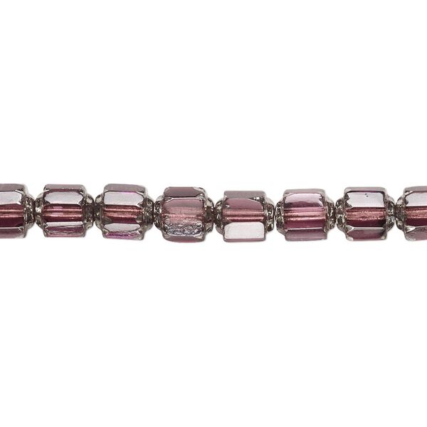 Bead, Czech glass, light purple and metallic purple, 6mm round cathedral. Sold per 15-1/2" to 16" strand. image number 0