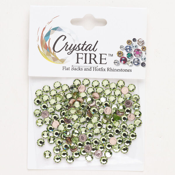 Flat back 144pk peridot foil back, Crystal Fire® 3.80-4.00mm hotfix round SS16 image number 0