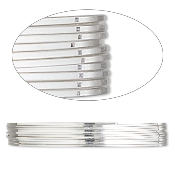 Wire, sterling silver, full-hard, square, 22 gauge. Sold per pkg of 5 feet. image number 0
