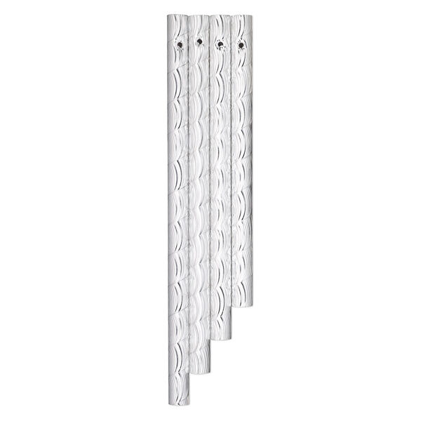 Wind chime component, aluminum, 7 x 1/2 to 9-7/16 x 1/2 inch graduated hollow spiral etched tube with 2.5mm beveled hole. Sold per 4-piece set. image number 0