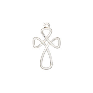 Drop 1pkg1, sterling silver, 20x13mm single-sided satin open cross.