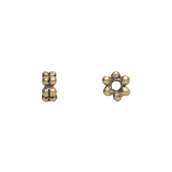 Bead, antique brass-plated "pewter" (zinc-based alloy), 6x3mm rondelle. Sold per pkg of 100. image number 0