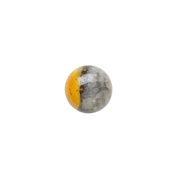 Cabochon, bumblebee "jasper" (natural), 10mm calibrated round, B grade, Mohs hardness 6-1/2 to 7. Sold individually. image number 0