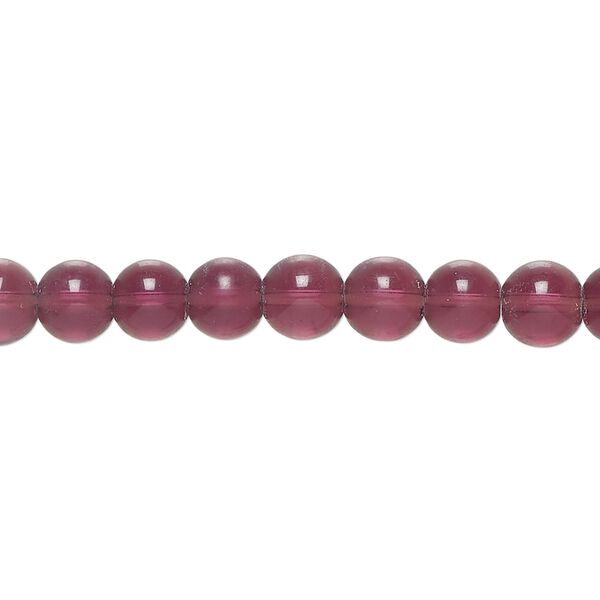 Bead glass 1pk translucent purple, 5-6mm round 11 inch image number 0