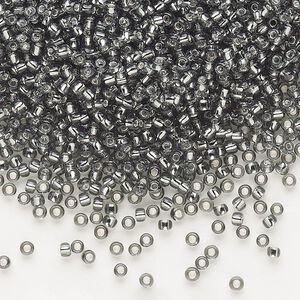 Seed bead, Dyna-Mites™, glass, pkg/1/2kg, #11 round, transparent silver-lined gunmetal, (56:RR 11/0 RR).