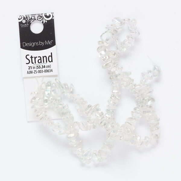 Bead, glass, clear AB, small to large chip with 0.4mm hole. Sold per 21-inch strand. image number 0