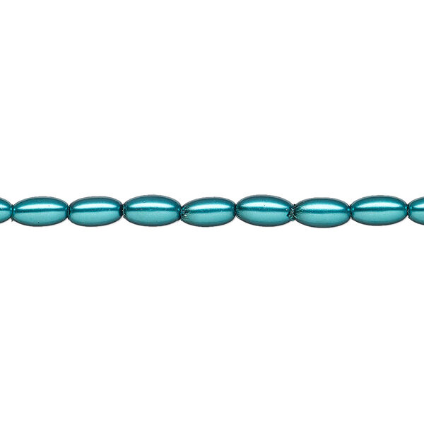 Pearl 1pk teal, Celestial Crystal® 6x3.5mm rice 15.5-16 inch image number 0