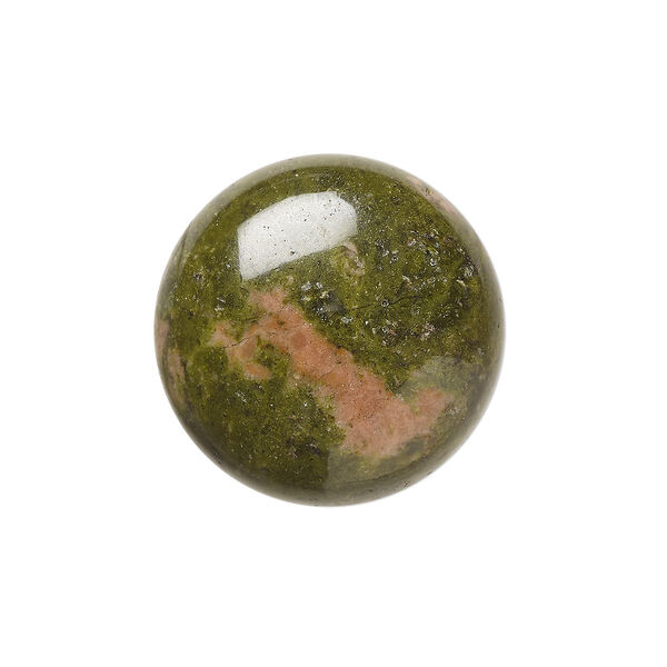 Cabochon, unakite (natural), 20mm calibrated round, B grade, Mohs hardness 6 to 7. Sold per pkg of 2. image number 0