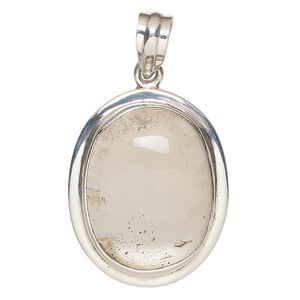 Pendant, smoky quartz (heated) and sterling silver, light, 34x28mm oval. Sold individually.