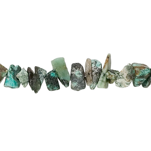 Bead 1pk African "turquoise" (jasper), dyed, small to large chip 32 inch image number 0
