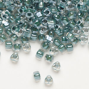 Seed bead, Miyuki 1pkg10g, glass, #5 triangle, transparent teal inside dyed color clear (TR-1117)