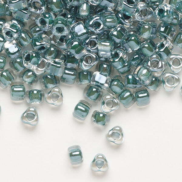 Seed bead, Miyuki 1pkg10g, glass, #5 triangle, transparent teal inside dyed color clear (TR-1117) image number 0