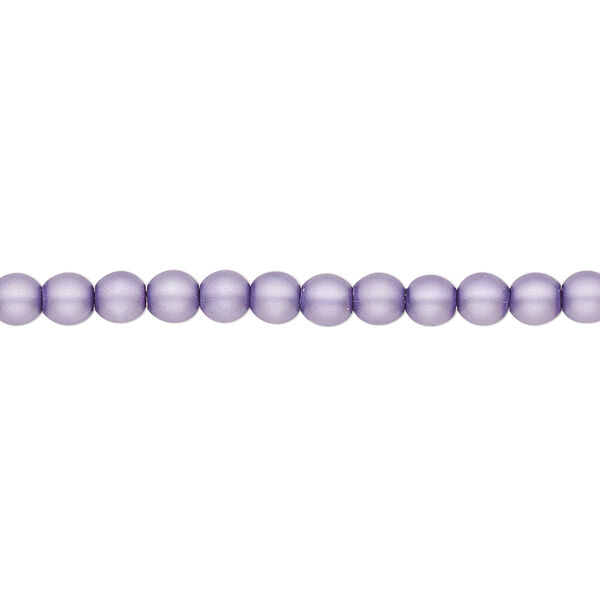 Bead, Czech pearl-coated glass druk, opaque matte lavender, 4mm round. Sold per 15-1/2" to 16" strand. image number 0