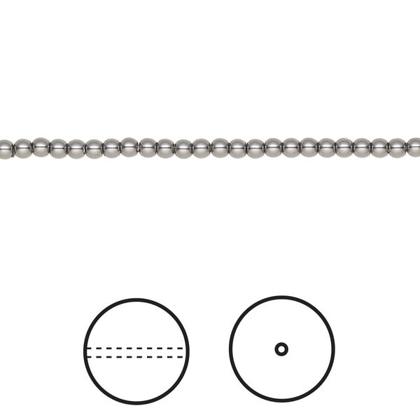 Pearl 100pk dark grey, Crystal Passions® 2mm round 5810 image number 0