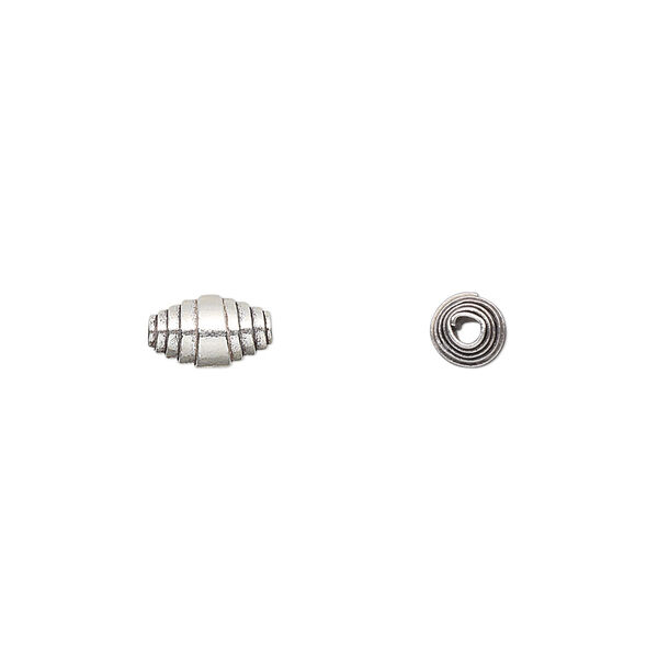 Bead, Hill Tribes, antiqued sterling silver, 7x5mm wrapped melon. Sold per pkg of 6. image number 0