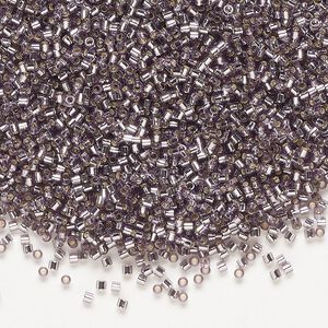 Seed bead, Delica®, glass, pkg/7.5g, #15 round, transparent silver-lined amethyst purple (DBS-1205).