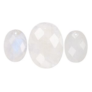 Rainbow moonstone 1pkg3, hand-cut 1-sided faceted domed oval drop natural 14x10mm / 20x15mm