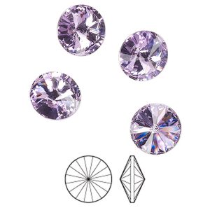 Chaton 8pk violet foil back, Preciosa MAXIMA Czech crystal rhinestone 10.54-10.91mm rivoli SS47