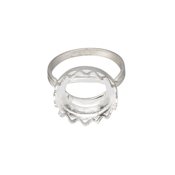 Ring, sterling silver, 15mm wide with 14mm round cabochon bezel setting, size 7. Sold individually. image number 0