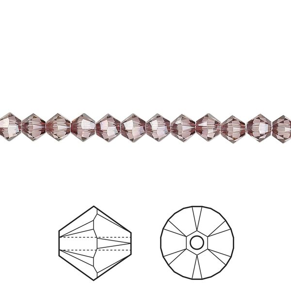 Bead 48pk crystal antique pink, Crystal Passions® 4mm bicone 5328 image number 0