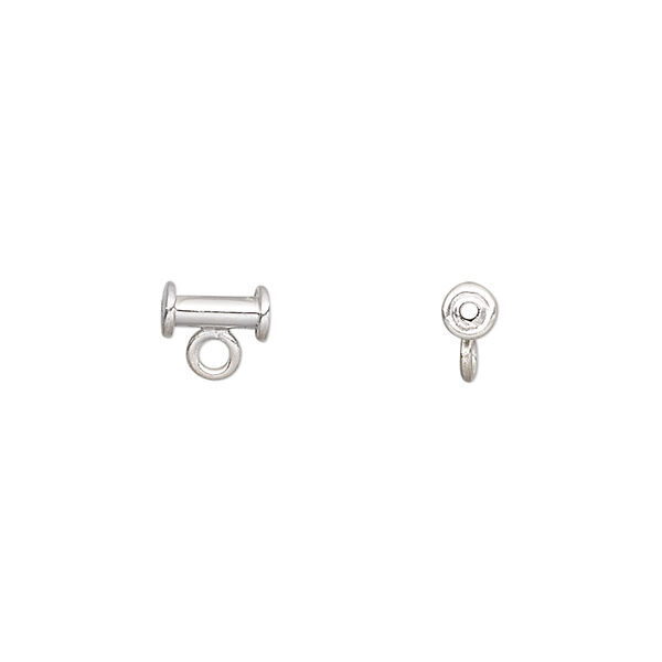 Bead, sterling silver, 7x4mm smooth round tube with closed loop. Sold per pkg of 4. image number 0