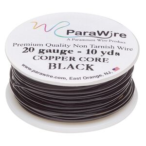 Wire, ParaWire™, black enamel copper, round, 20 gauge. Sold per 10-yard spool.