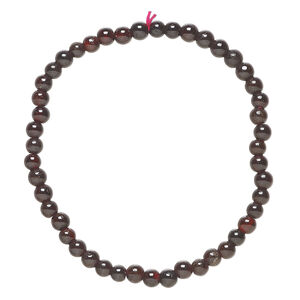 Garnet 1pkg1, round bead natural, 6 inch 3-4mm dark
