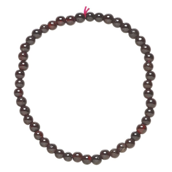 Garnet 1pkg1, round bead natural, 6 inch 3-4mm dark image number 0