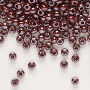Seed bead, glass, pkg/50g, #6 rocaille, opaque luster purple.