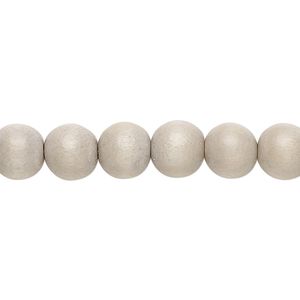 Bead, Taiwanese cheesewood (dyed / waxed), light grey, 7-8mm round. Sold per pkg of (2) 15-1/2" to 16" strands.