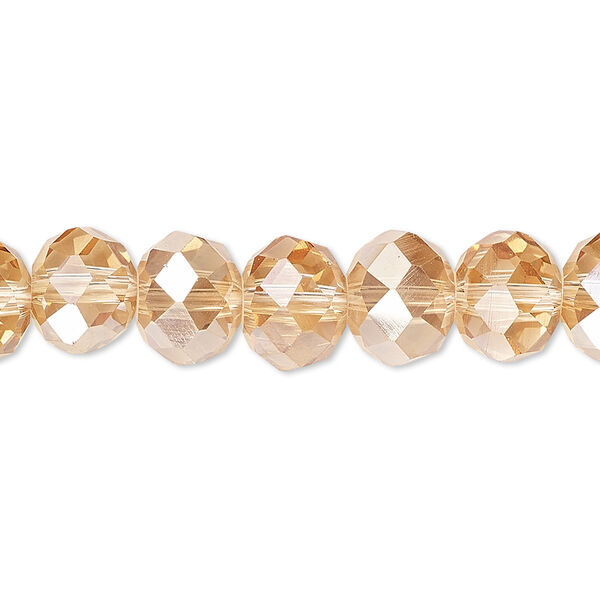 Bead 1pk 48 facets transparent light pink light citrine, Celestial Crystal® 10x8mm rondelle 15.5-16 inch image number 0