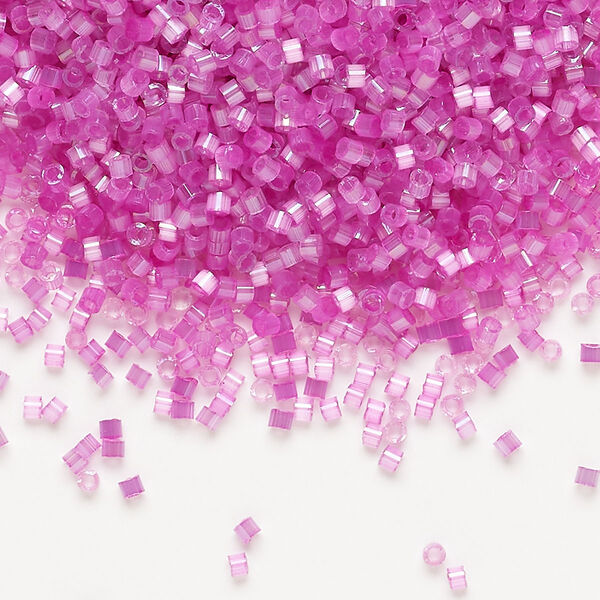 Seed bead, Delica®, glass, pkg/250g, #11 round, opaque silk satin inside dyed color fuchsia (DB-1808). image number 0