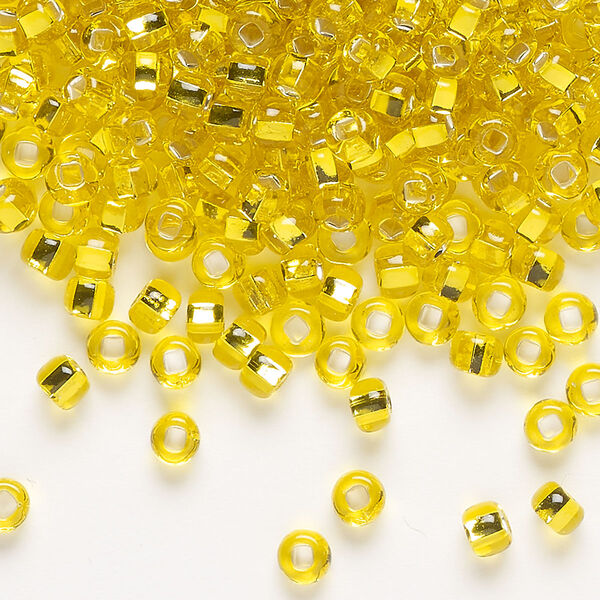 Seed bead, Preciosa Ornela, glass, transparent silver-lined yellow amber, #6 rocaille. Sold per 50-gram pkg. image number 0