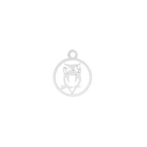 Drop, Lazer Lace™, stainless steel, 12mm double-sided flat round with cutout owl. Sold per pkg of 4.