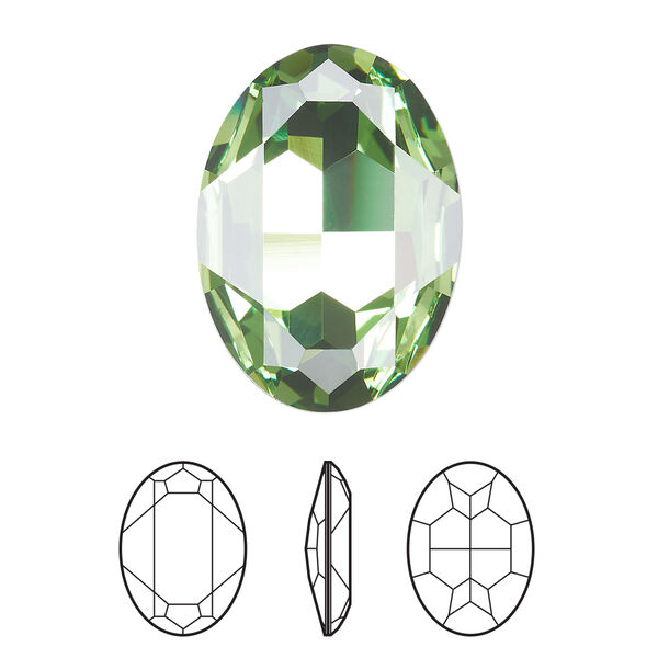 Fancy stone 1pk peridot foil back, Crystal Passions® Regenerated 30x22mm oval 4127 image number 0