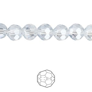Bead 72pk translucent crystal silver night, Celestial Crystal® 8mm round