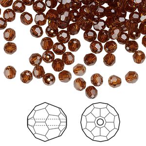 Bead 144pk light amber, Crystal Passions® 4mm round 5000